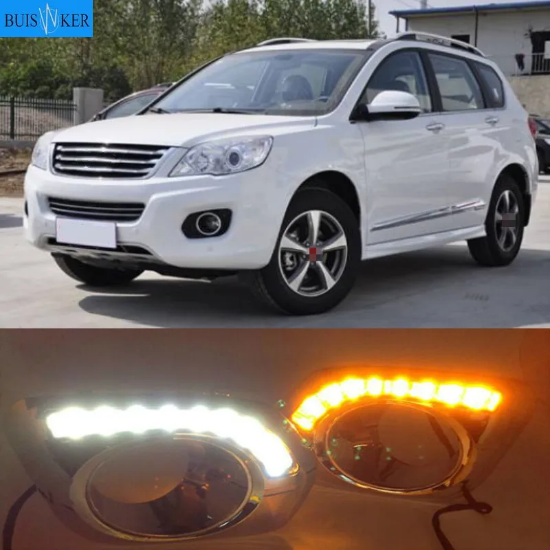 

For Great Wall Haval H6 Hover H6 2013-2016 LED Daytime Running Lights Turn signal DRL Drive Light with fog lamp hole