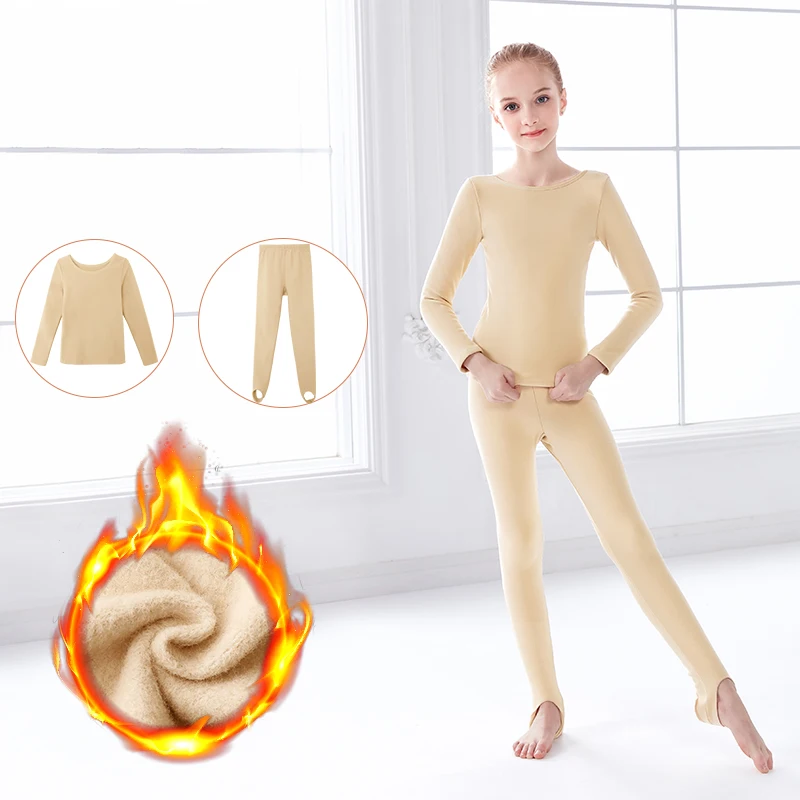 Conjuntos de ropa interior térmica para niñas, trajes de Ballet para niños, ropa interior de baile de Ballet, pantimedias de Ballet, terciopelo