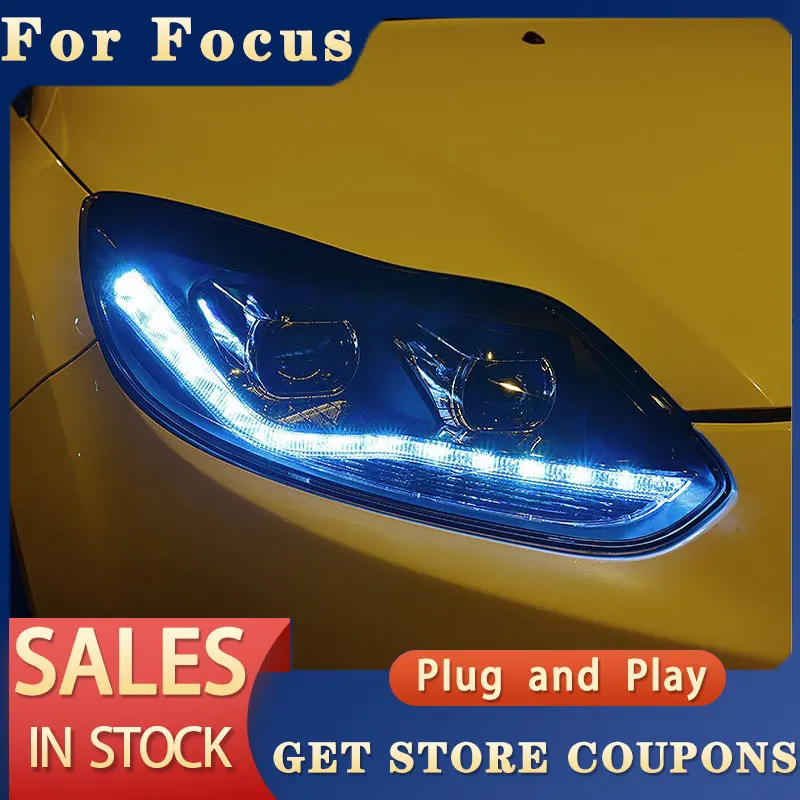 For Ford Focus Head light 2012-2014 Focus LED DRL D2H Hid Option Head Lamp Angel Eye Bi Xenon Beam Accessories