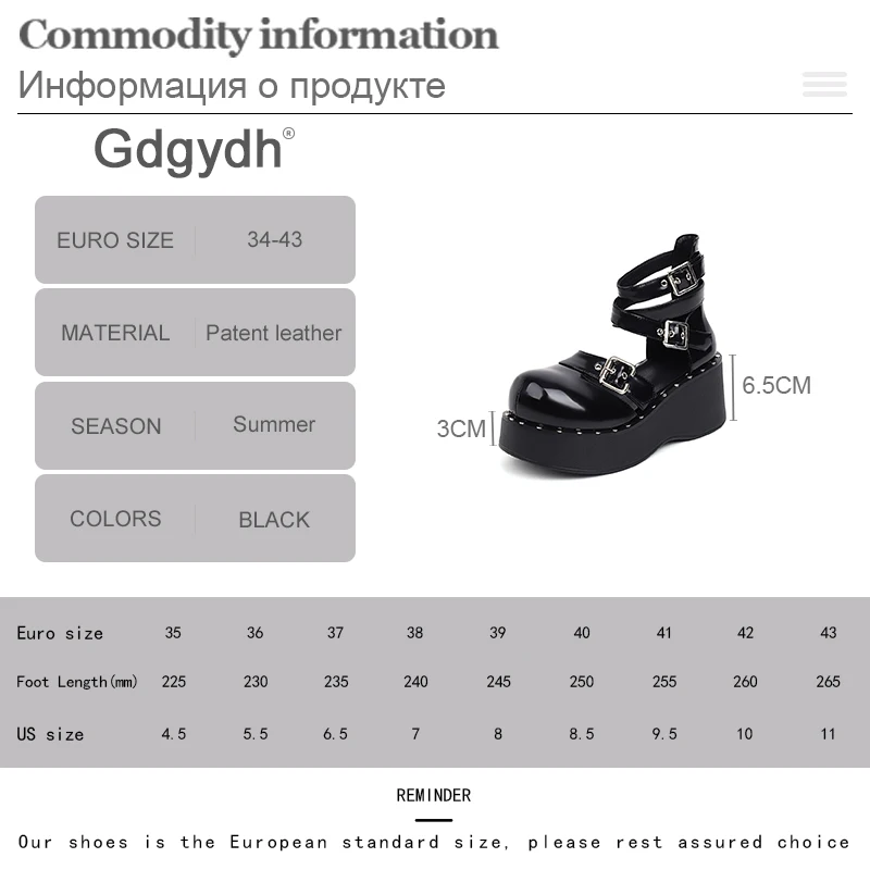 Gdgydh Dark Gothic Shoes Platform Pumps Women Belt Buckle Ankle Strap Metal Decoration Wedge Heel Female Footwear Gothicgirls