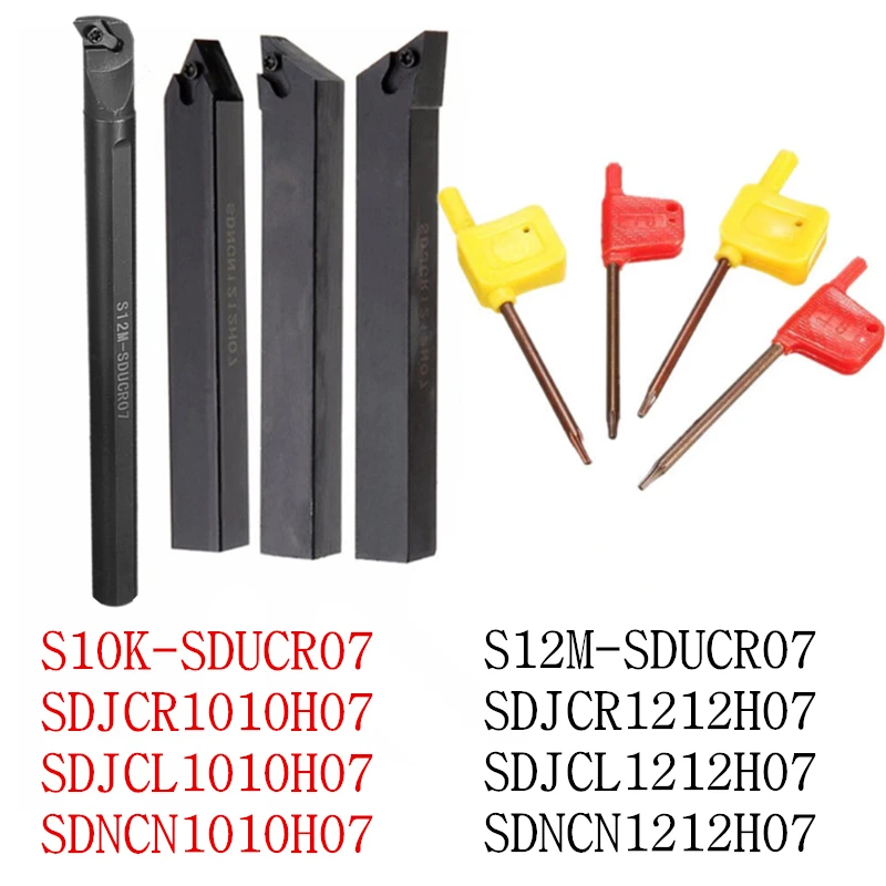 HOT 4Pcs Set Of 12mm 10mm SDUCR07 SDJCR07 SDJCL07 SDNCN07 Lathe Turning Tool Holder Borning Bar For DCMT0702 Insert