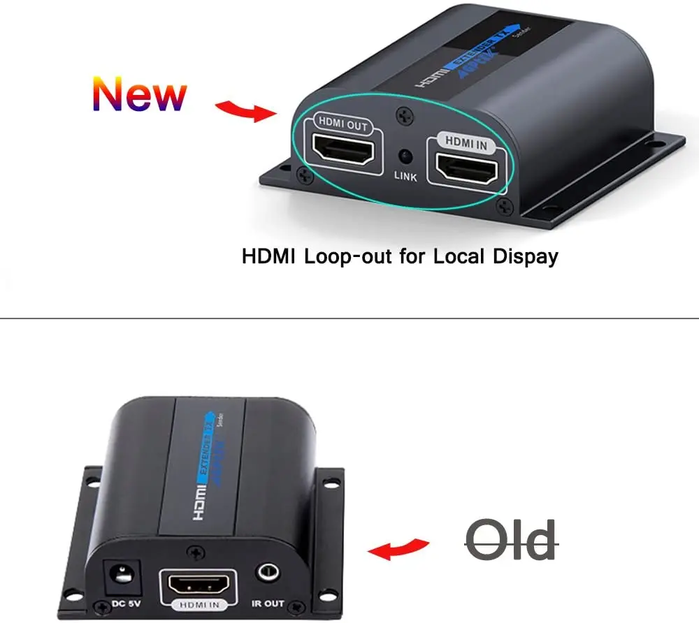 LKV372Pro-كابل شبكة HDMI ، موسع HDMI 1080P ، حتى 60 مترًا/196 قدمًا ، عبر كابل شبكة CAT6 مفرد