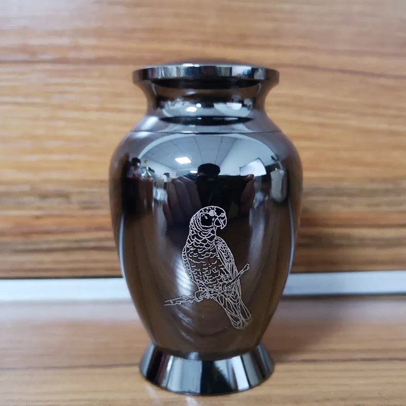 

IJU027 High Polished Stainless Steel Funeral Ashes Keepsake Urn,Eagle and Lizard Engraved Cremation Mini Pets Urn