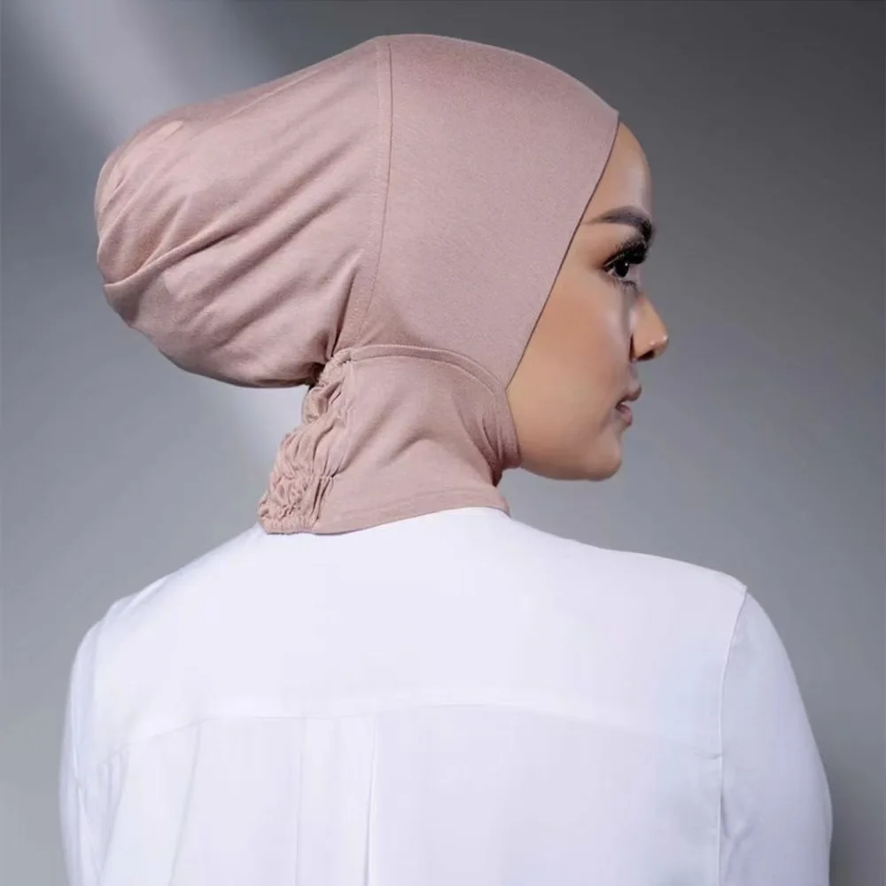 New Design Plain Elasticity Muslim Inner Caps Underscarf Modal Cotton Hijabs Islamic Head Wear Hat Bonnet Solid Muslim Headcover