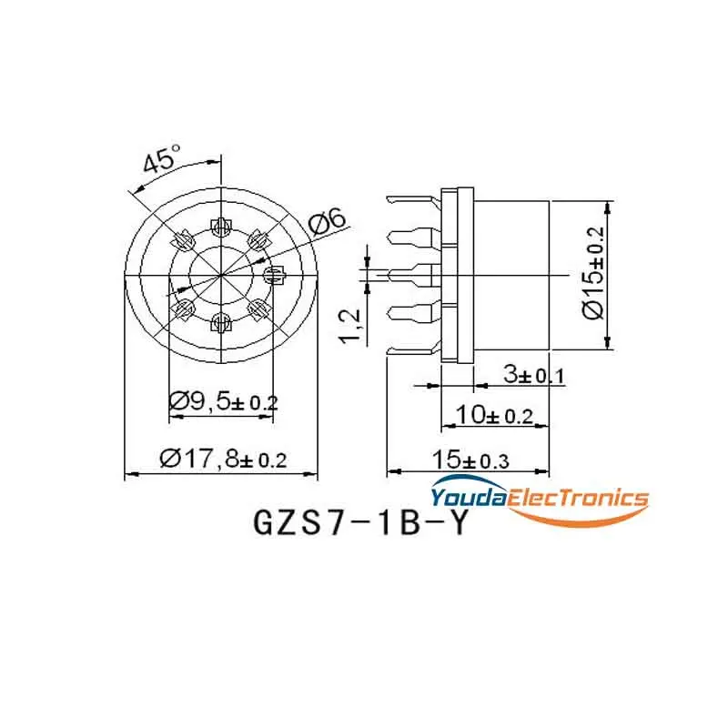 10pcs  Silver plated GZC7-1B-Y 7pin White Ceramic Vacuum tube socket for 6Z4 6H2 1A2 2P2 1B2 6J1 6J2