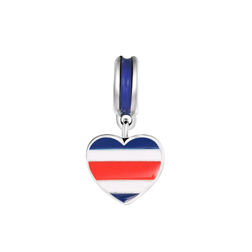 DIY Fits for CKK Charms Bracelets Costa Rica Heart Flag Dangle Beads 100% 925 Sterling-Silver-Jewelry Kralen 2021 New