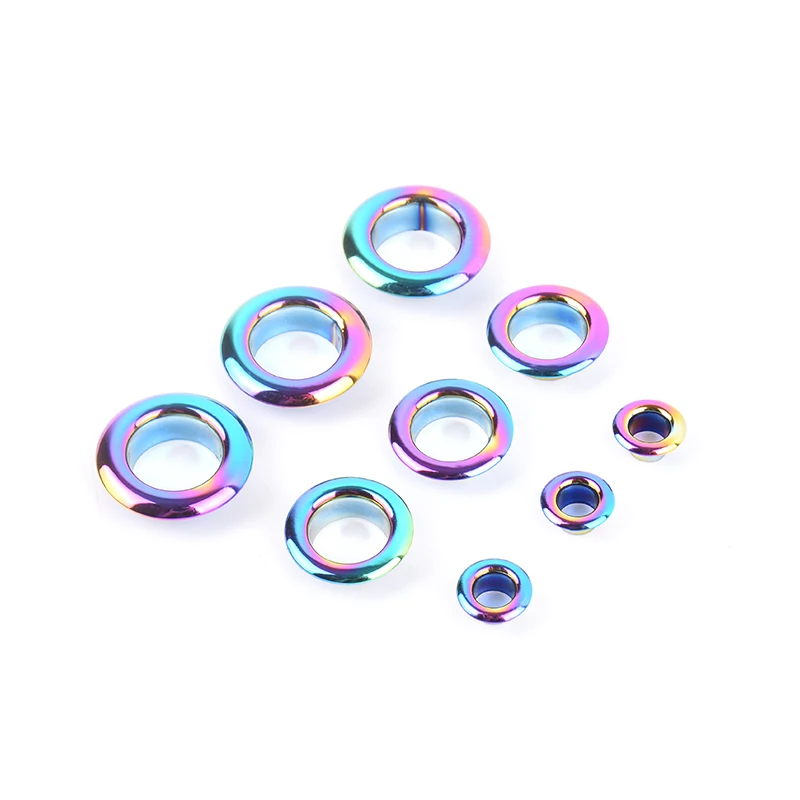 Different Sizes Rainbow Metal Eyelets For DIY Leathercraft Scrapbooking Shoes Belt Cap Bag Tags