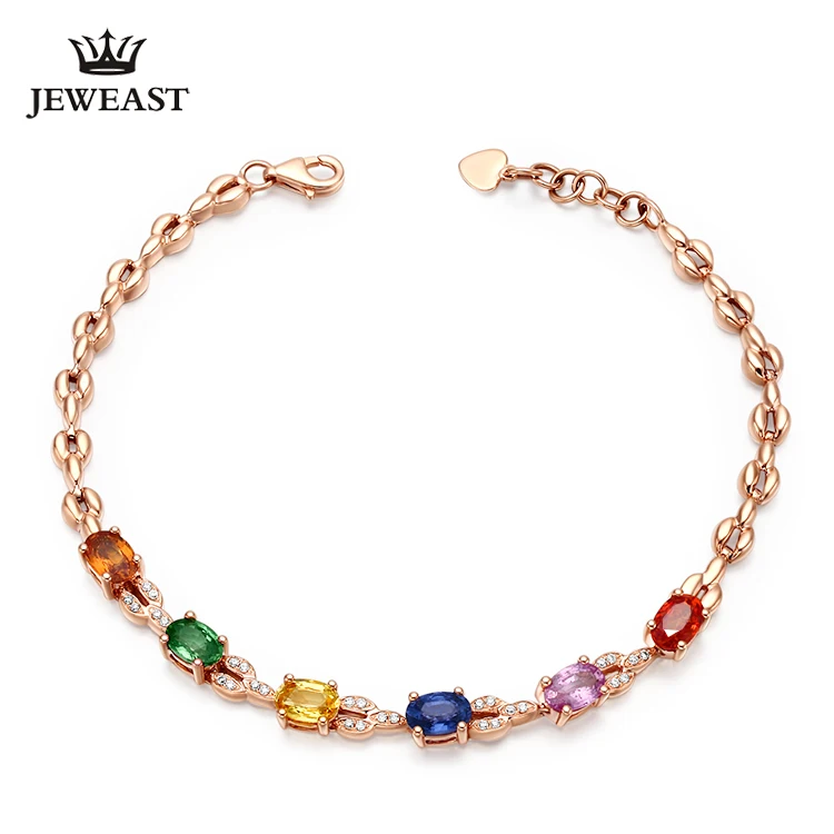 

LSZB Natural grape stone 18k Pure Gold Female Bracelets Fine Jewelry Gift Girl Thin Trendy Solid 750 Real Bangle Party Good Nice