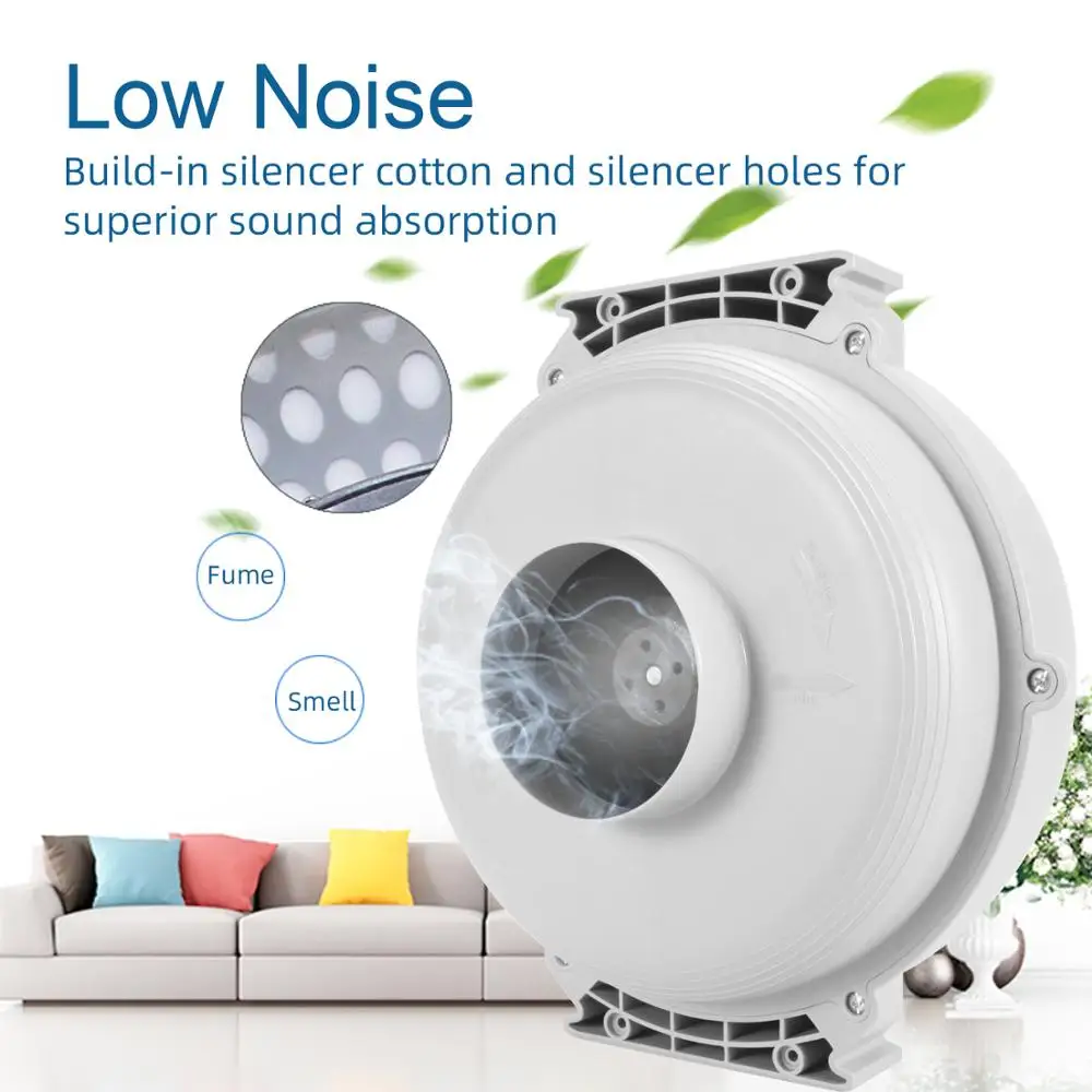 4~8 inch Plastic Round Duct Centrifugal Fan Ultra Silent Circular Exhaust Ventilation Fan Hydroponic Air Blower for Grow Tent