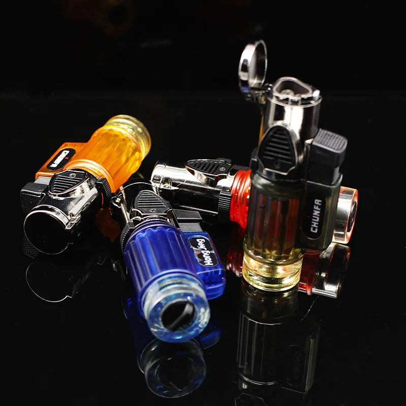 Triple Torch Lighter Powerful Jet Butane Pipe Cigar Lighter Portable Spray Gun Gas 1300 C Windproof Outdoor Gadgets For Man