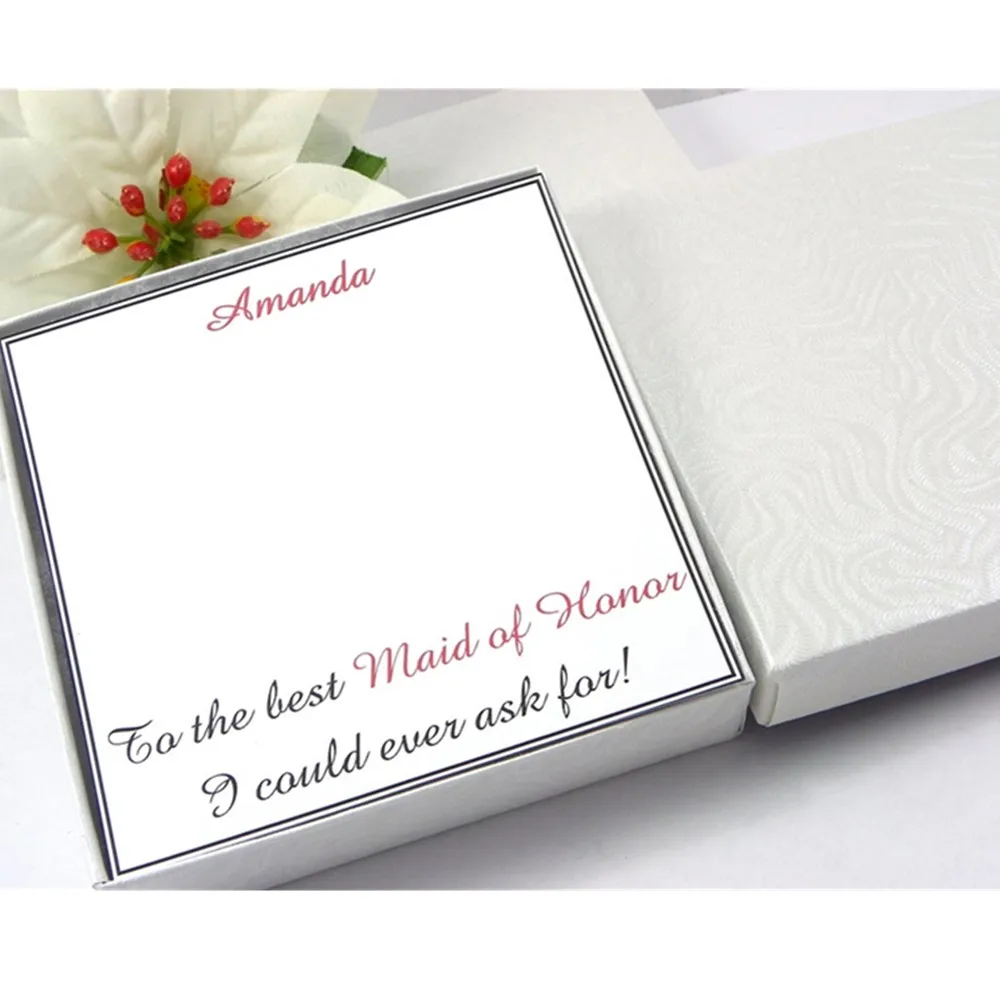 personalized Bridesmaid Earrings box,  note card  with  box, colored font custom bridesmaid proposal, earring card jewelry box,