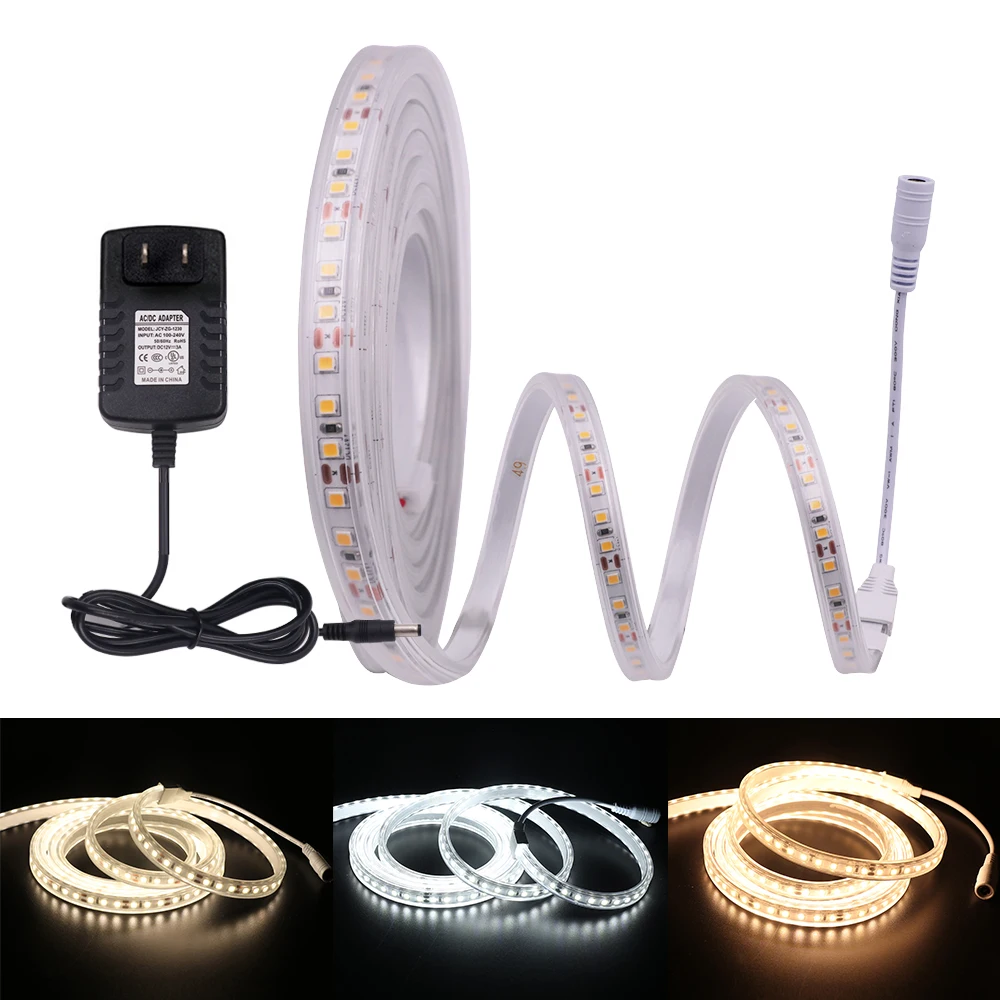 

DC 12V 24V 2835 LED Strip Waterproof IP67 Natural White / Warm White Flexible Tape 120LEDs/m LED Light Set 0.5m-10m