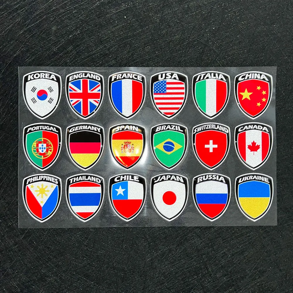 3D Reflective Flag Sticker Motorcycle Parts Car Decal UK Italy France Russia Spain Brazil South Korea Japan Chile USA ukraine