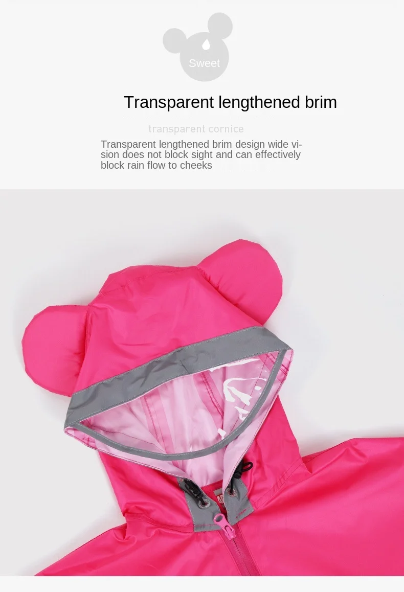 Disney Mickey Children Raincoat Kids Cute Waterproof Child Rain Coat Cover Poncho Hooded Impermeable Rainwear