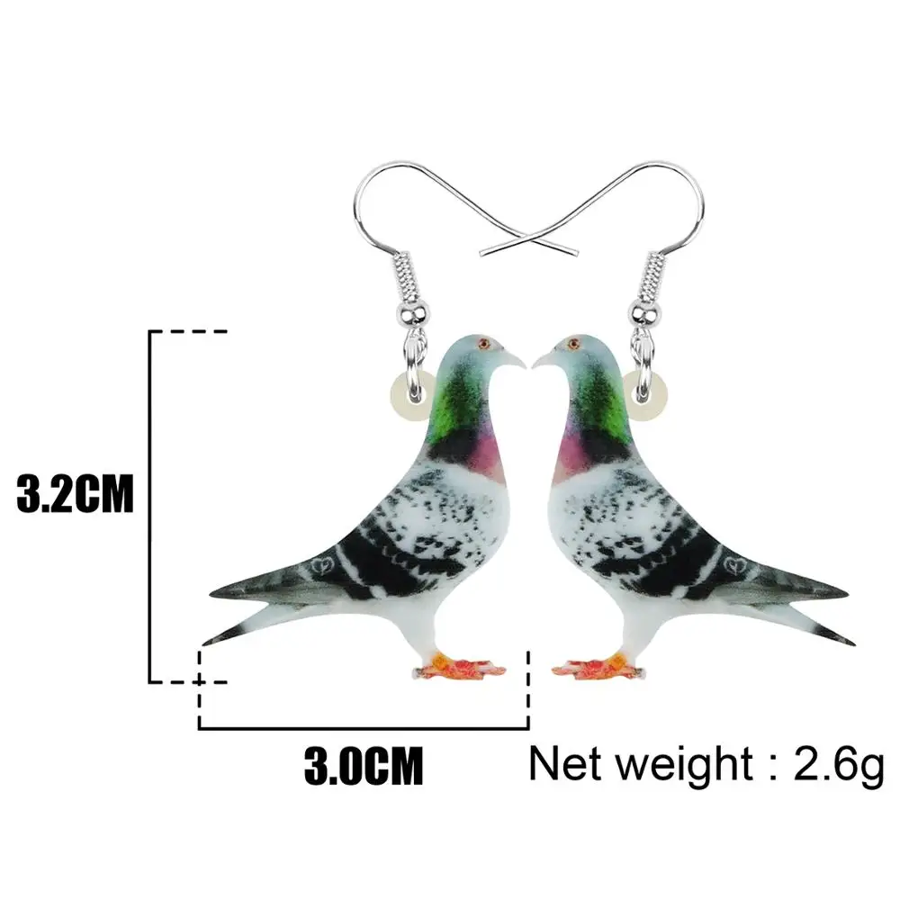 Bonsny Acrylic Carrier Pigeon Bird Earrings Animal Drop Dangle Jewelry For Women Girl Teen Kids Charm  Decoration Gift Accessory