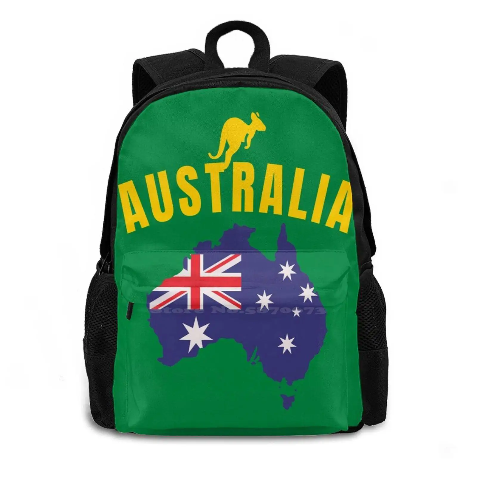 Australia National Team Soccer Football Style Map Bag Backpack For Men Women Girls Teenage Black Australia Australian Aussie