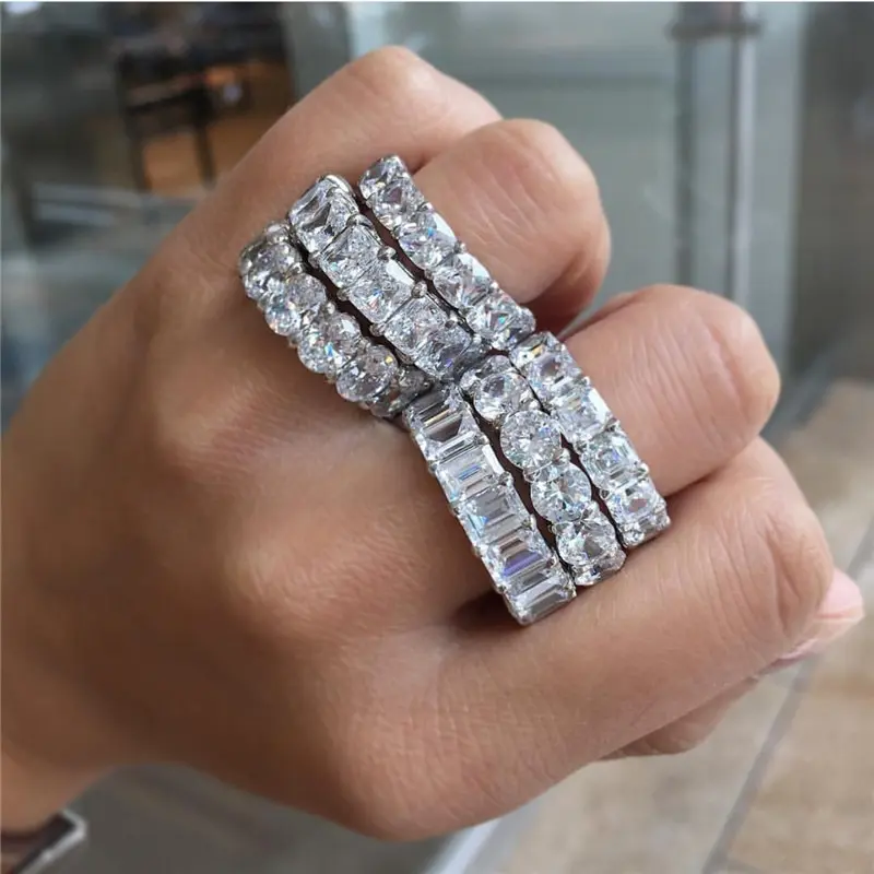 2020 New Promise Ring Real 925 Sterling Silver AAAAA Cz Stone Statement Party Wedding Band Rings for women Engagement Jewelry