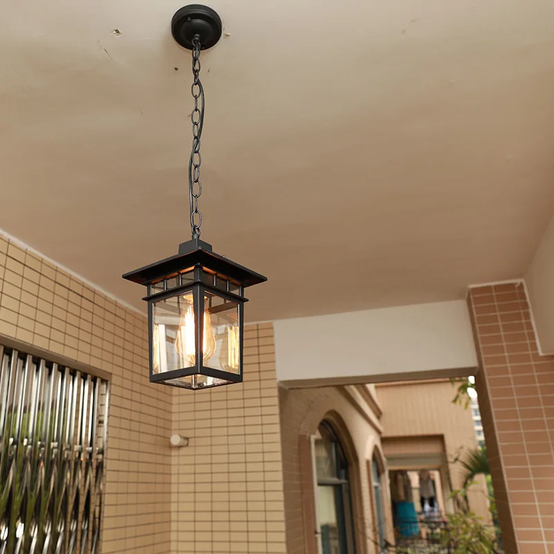European Outdoor Waterproof Pendant Lights Retro Balcony Corridor Aisle Grape Frame Lamps Vintage Loft Restaurant Light Fixture