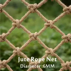 Natural Jute Rope Net Child Safety Net Climbing Garden Stair Protective Fence Mesh Anti Bird Deer Chicken Decoration Ceiling Net