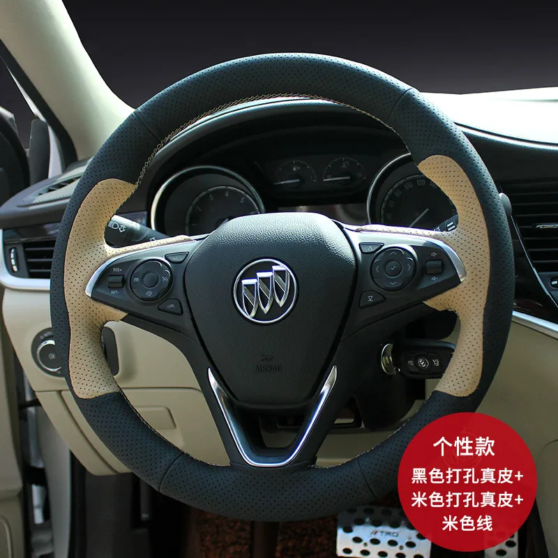 

DIY hand-stitched suede leather steering wheel cover fit for Buick Verano Regal Lacrosse Envision GL86