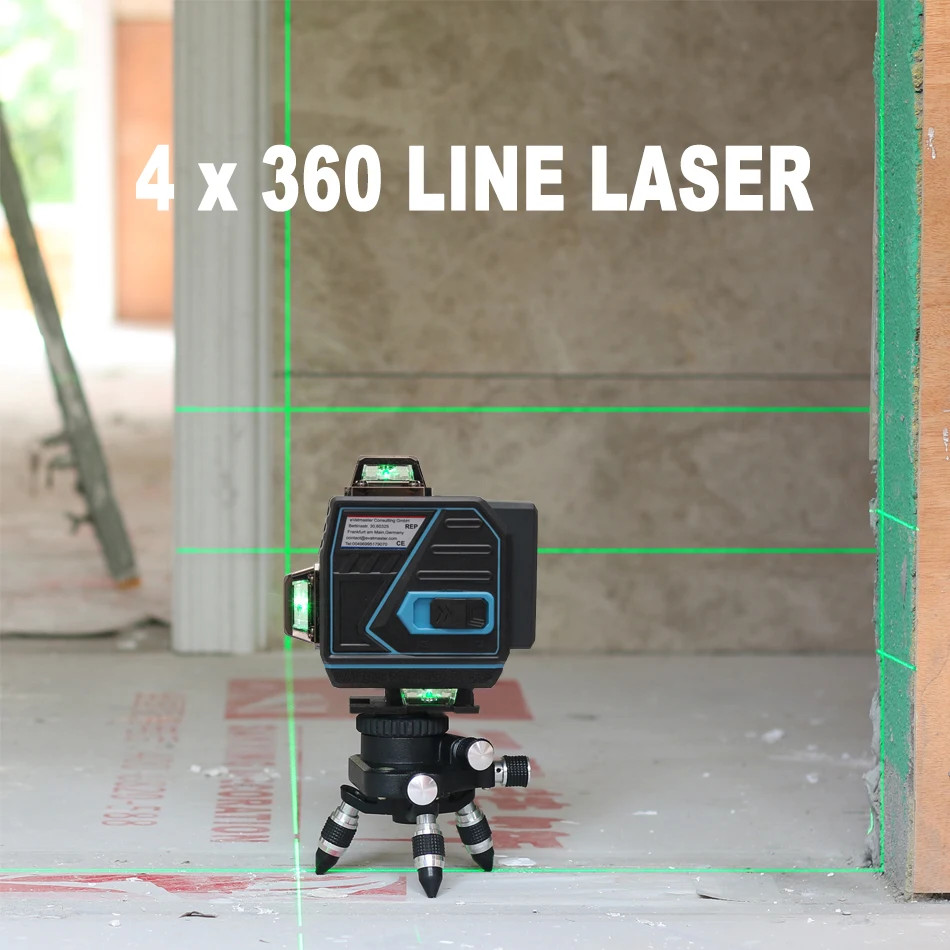 KaiTian 360 Line Laser Level Self-Leveling Horizontal&Vertical Cross Super Powerful Green 16 Lines 4D Nivel Laser Level Receiver