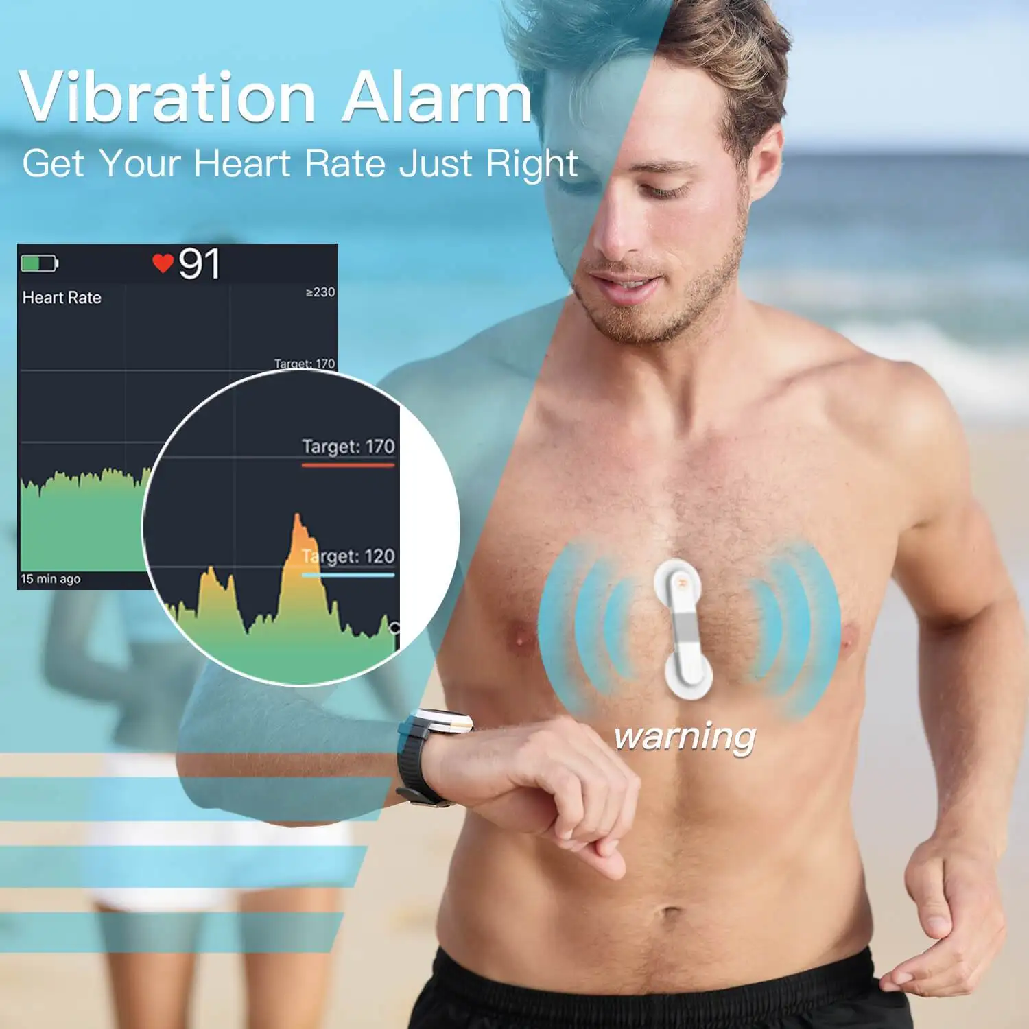 ANT+ Bluetooth Heart Rate Monitor With ECG Vibration Alert Compatible ANT+ Devices Fitness Heart Rate Tracking Up To 24 Hours