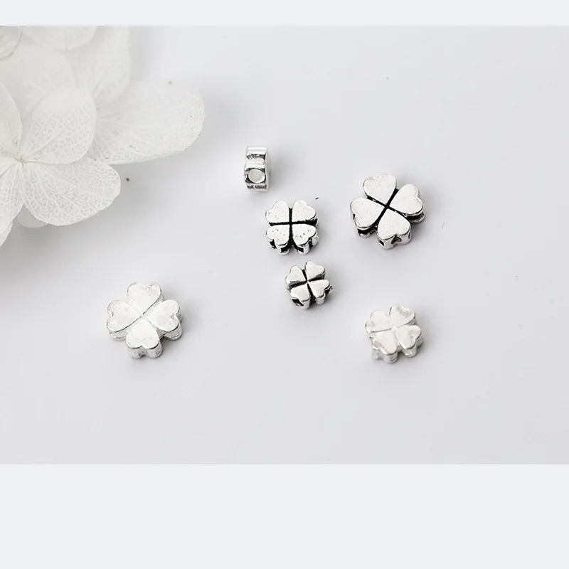 1PC 925 Sterling Silver Loose Beads Clover Shape Charm Spacer Beads DIY  Bracelet Necklace Making Fine Jewelry Accessories