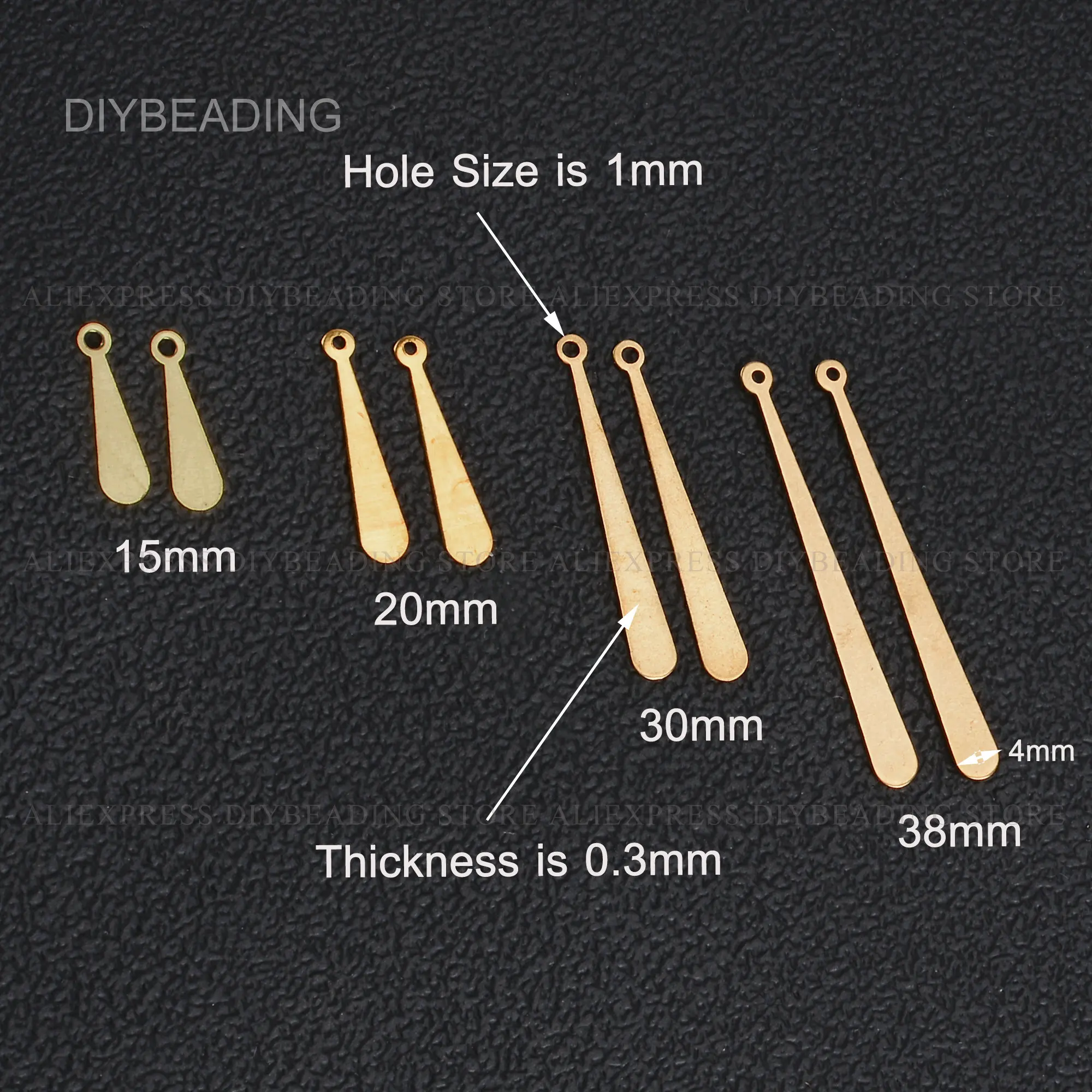 Charms for Jewelry Making Raw Brass Charm Accessories Teadrop Thin Blank Metal Finding Connector for Earrings and Bracelet DIY