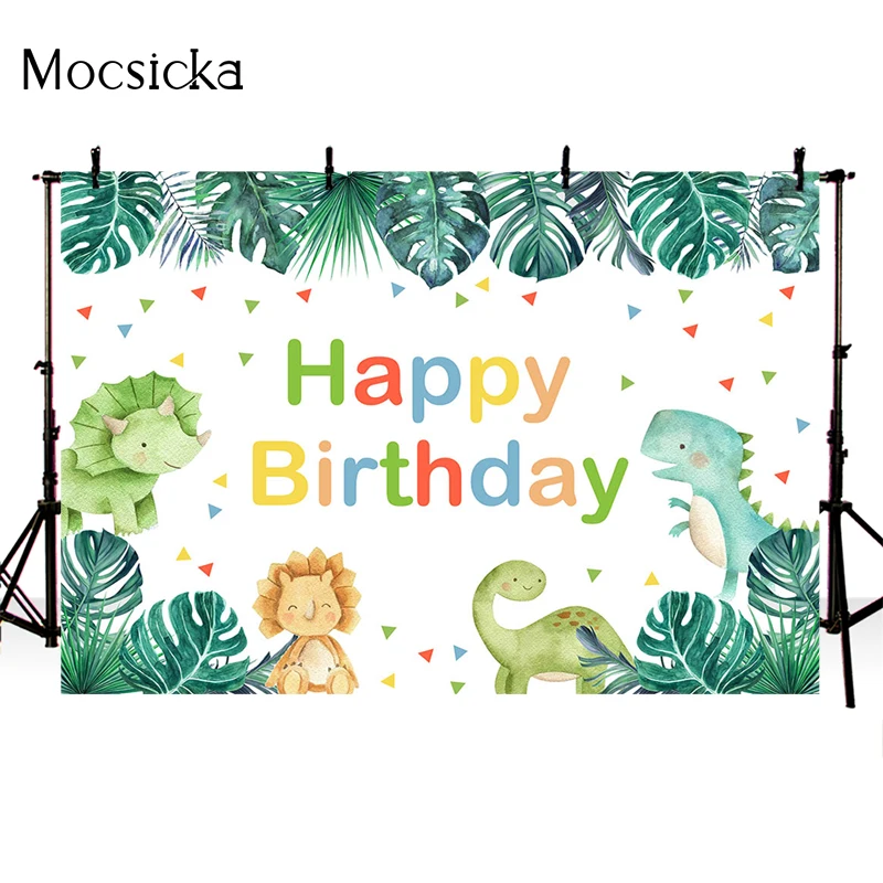 Moclicka spanduk latar belakang fotografi dinosaurus dekorasi hutan tropis properti Studio pesta ulang tahun anak spanduk latar belakang foto