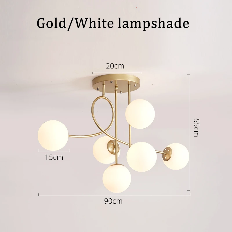 Moderne Scandinavische plafondlamp LED Goud glazen plafondlamp voor Thuis Woonkamer Eetkamer Keuken Slaapkamer glans metaal Glazen Bol Hang