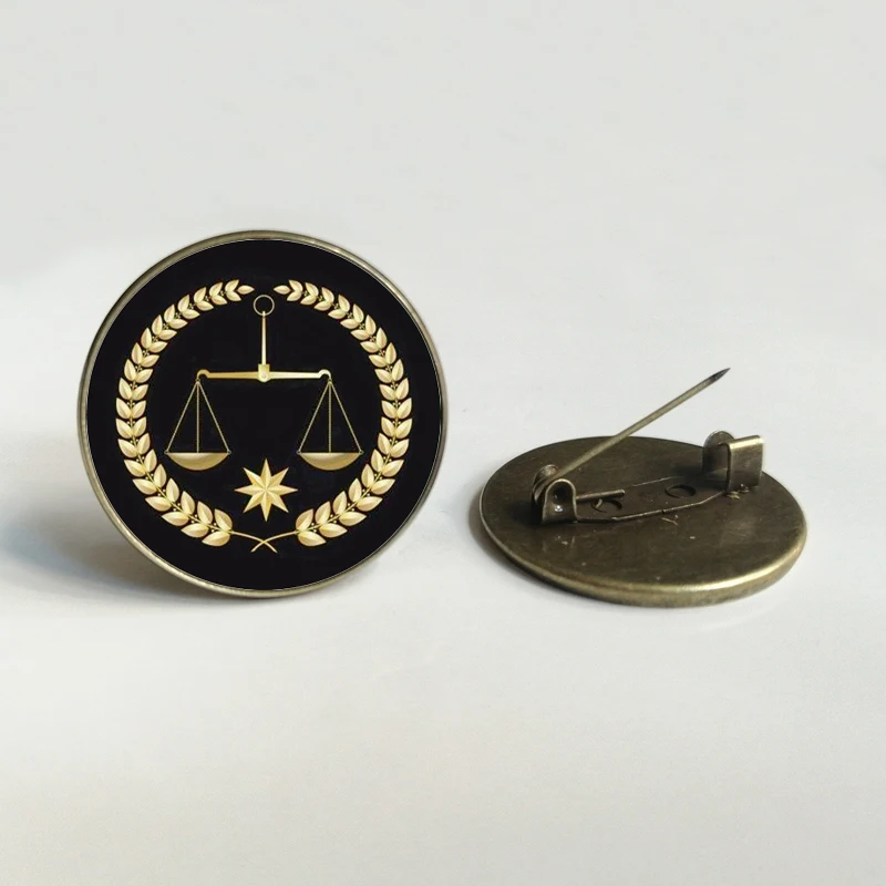 New lawyer unique justice referee glass brooch judge delicate balanced earrings convex round fashion jewelry