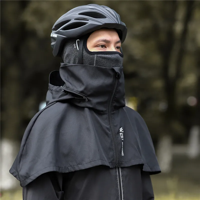 WEST BIKING 2 in 1 Winter Cycling Cap Double Layer Warm Windproof Men Hood Balaclava Motorcycle Skiing Riding Bicycle Headwear