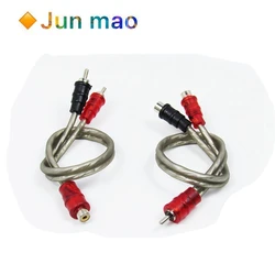 1Pcs Car Audio Cable 1 Male To 2 Female / 1 Female RCA 2 Male Adapter Cable Wire Splitter Stereo Audio Signal Connector