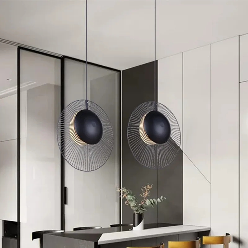 Black pendant lights LED post modern lighting Metal Restaurant Lamp Loft E14 Bulb Cable Adjustable kitchen island pendant lights