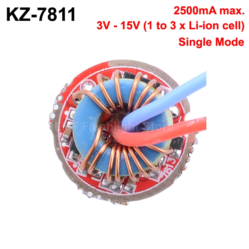 KZ-7811 17mm 2500mA 3V - 15V 1 to 3-cell 1-Mode Driver Board (1 pc)