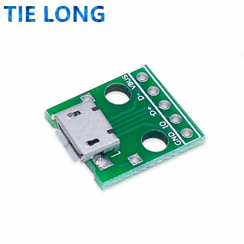 10pcs MICRO USB To DIP Adapter 5pin Female Connector B Type PCB Converter Breadboard USB-01 Switch Board SMT Mother Seat 4.9