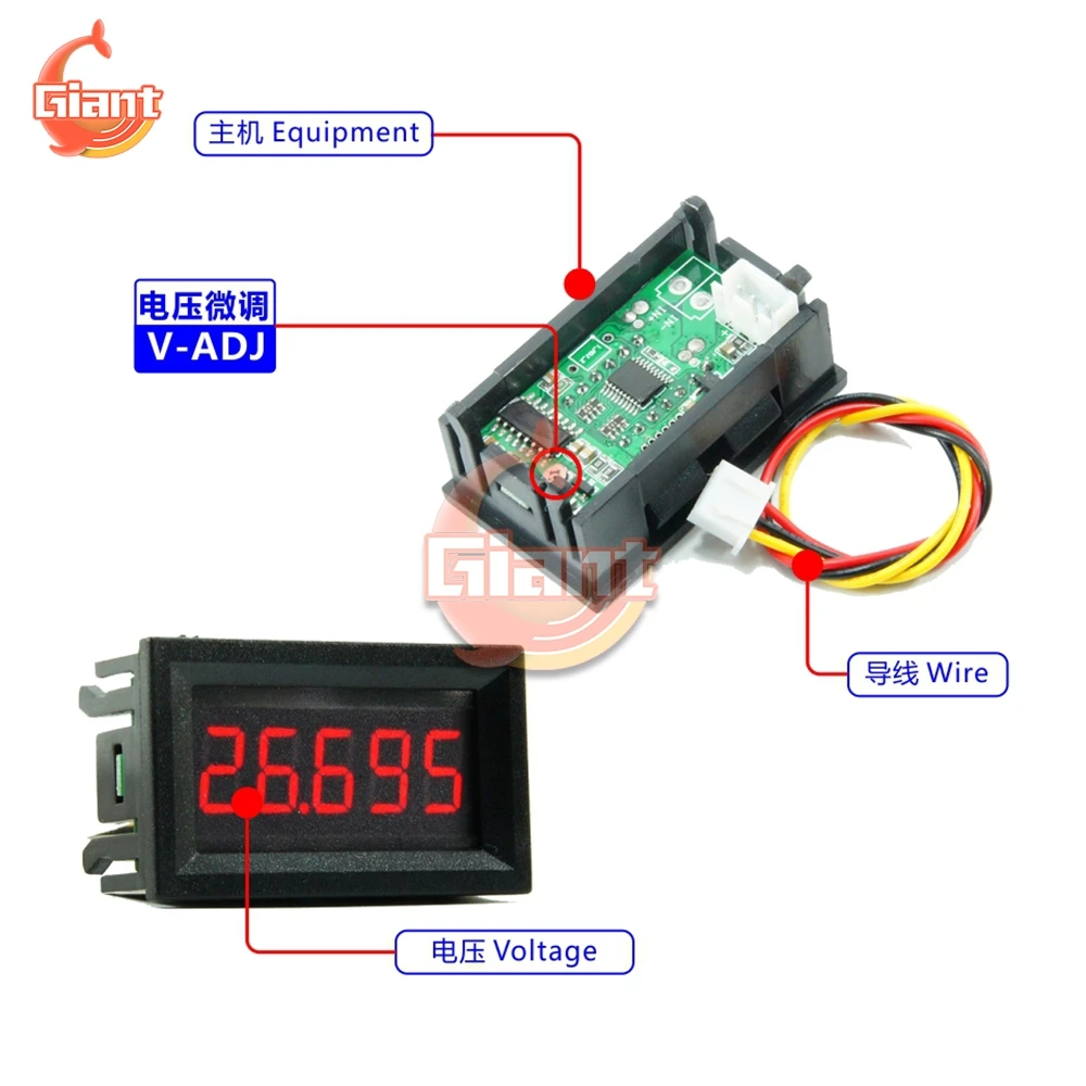 0.56 Inch DC 0-33V 3 Wires LED Digital Voltmeter Voltage Meter Volt Instrument Tool Red Green Blue Display 5 Digit 12V Voltmeter