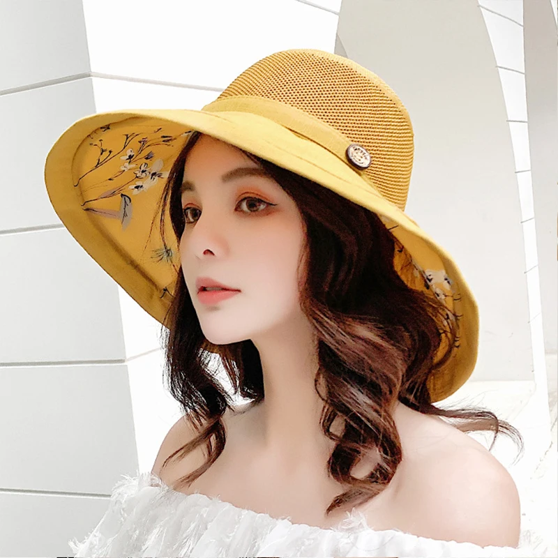 K116 Women\'s Bucket Hat Panama Fashion Sun Visor Breathable Fisherman Protection Hat Summer Hats Beach Sun Hats Breathable