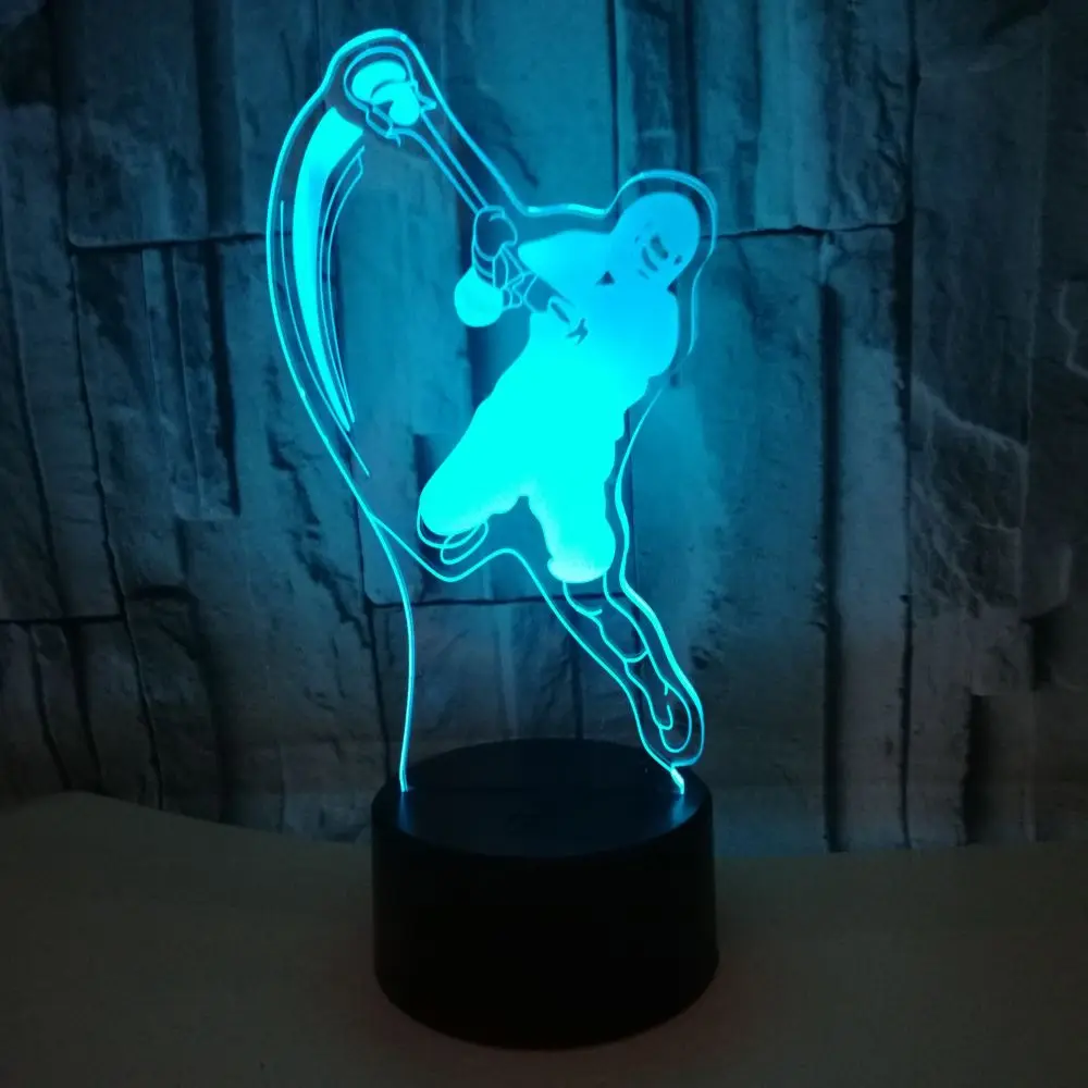 LED 3D Night Light Major Baseball Sports Ice Crack Base Acrylic Nite Lamp With Touch And Remote Lamps Lights Kids Decoration