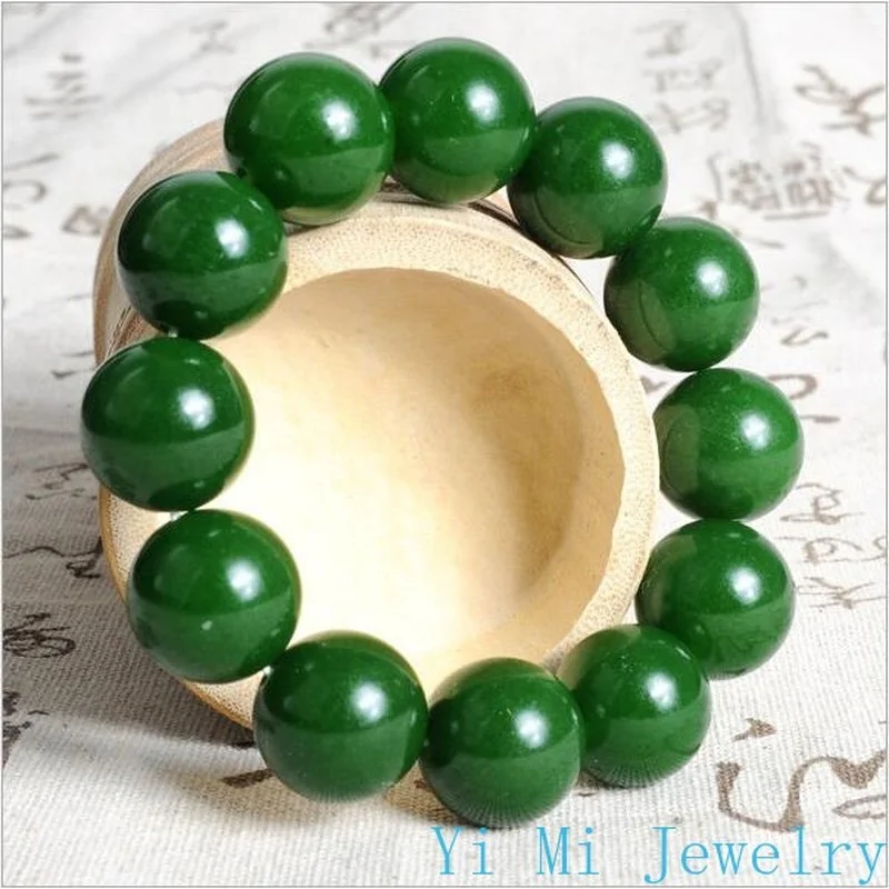 Natural Emerald Bracelet Men and Women Single Circle Round Jade Beads Jasper Bracelet Beads jade jewelry