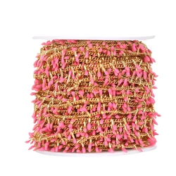 1 Meter Stainless Steel Hot Pink Enamel Link Chains Gifts Findings Components for DIY Necklace Bracelet Anklet Jewelry Making