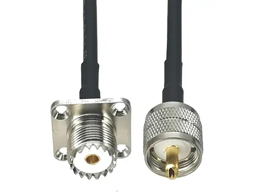 Imagen 2 del producto Cable RG58 UHF PL259 enchufe macho a UHF SO239 conector hembra brida Pigtail Jumper RF Coaxial 4 pulgadas ~ 20M