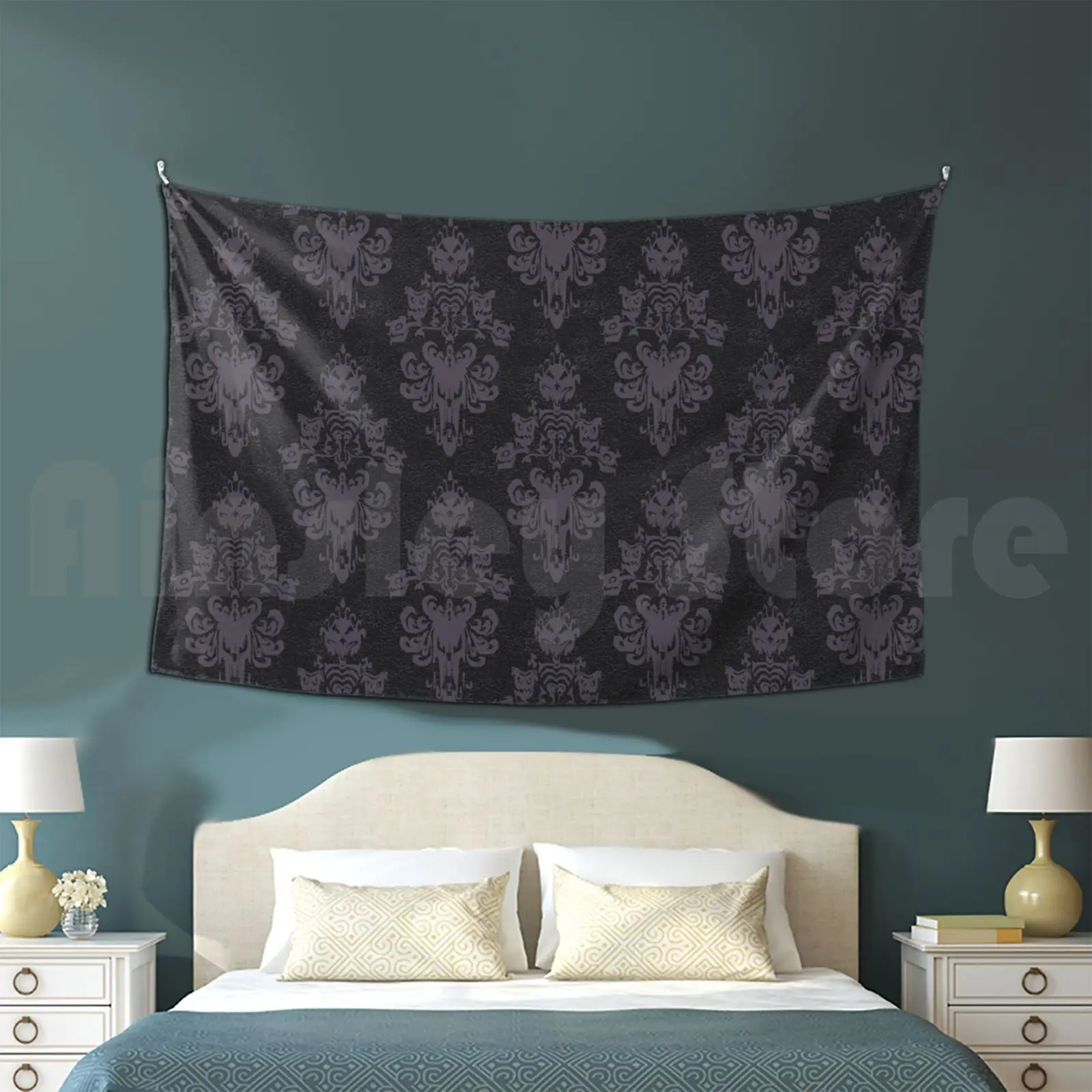 Creepy Wallpaper , Grey Customized Tapestry Disnelyand Dl Wdw Haunted Mansion Phantom Manor 999 Happy