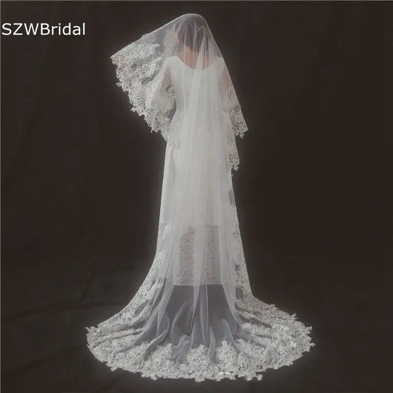 

New Arrival Lace Applique Ivory Bridal Veils Sexy Wedding accessoires de mariage Bride mariage Cheap Wedding face veil