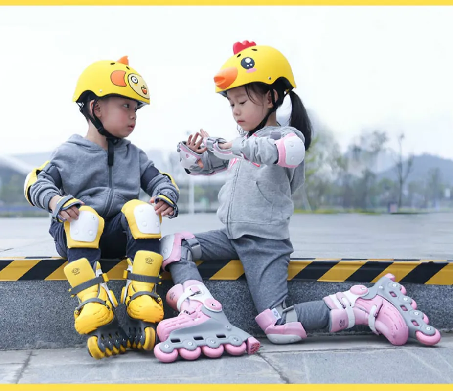 Youpin Qixiaobai الاطفال الأطفال الأسطوانة التزلج على الجليد دراجة هوائية خوذة الركبة واقي المعصم الكوع الوسادة مجموعة بنين بنات