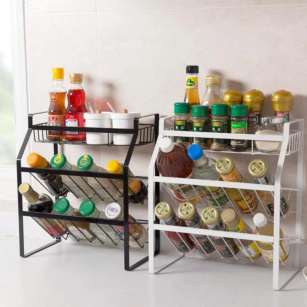 

3 Layers Iron Household Multi-layer Spice Rack Kitchen Organizer Seasoning Shelf Countertop Seasoning Shelf Rack