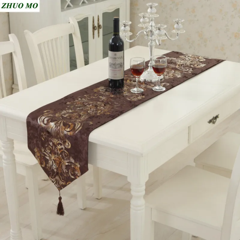 

ZHUO MO-Coffee Gray Embroidered Table Runner, Modern Christmas Decoration Placemat, Cushion Cover for Home Decoration