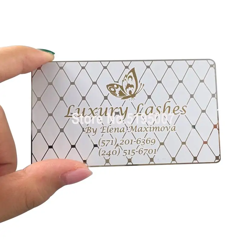 Fashion metal business card china shiny mirror metal card