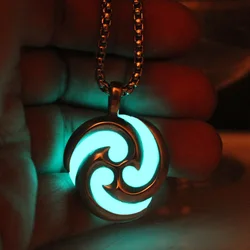 316L Stainless Steel Genshin Impact Electro Necklace Pendant GLOW In The DARK Game Necklace Boys Men High-Q