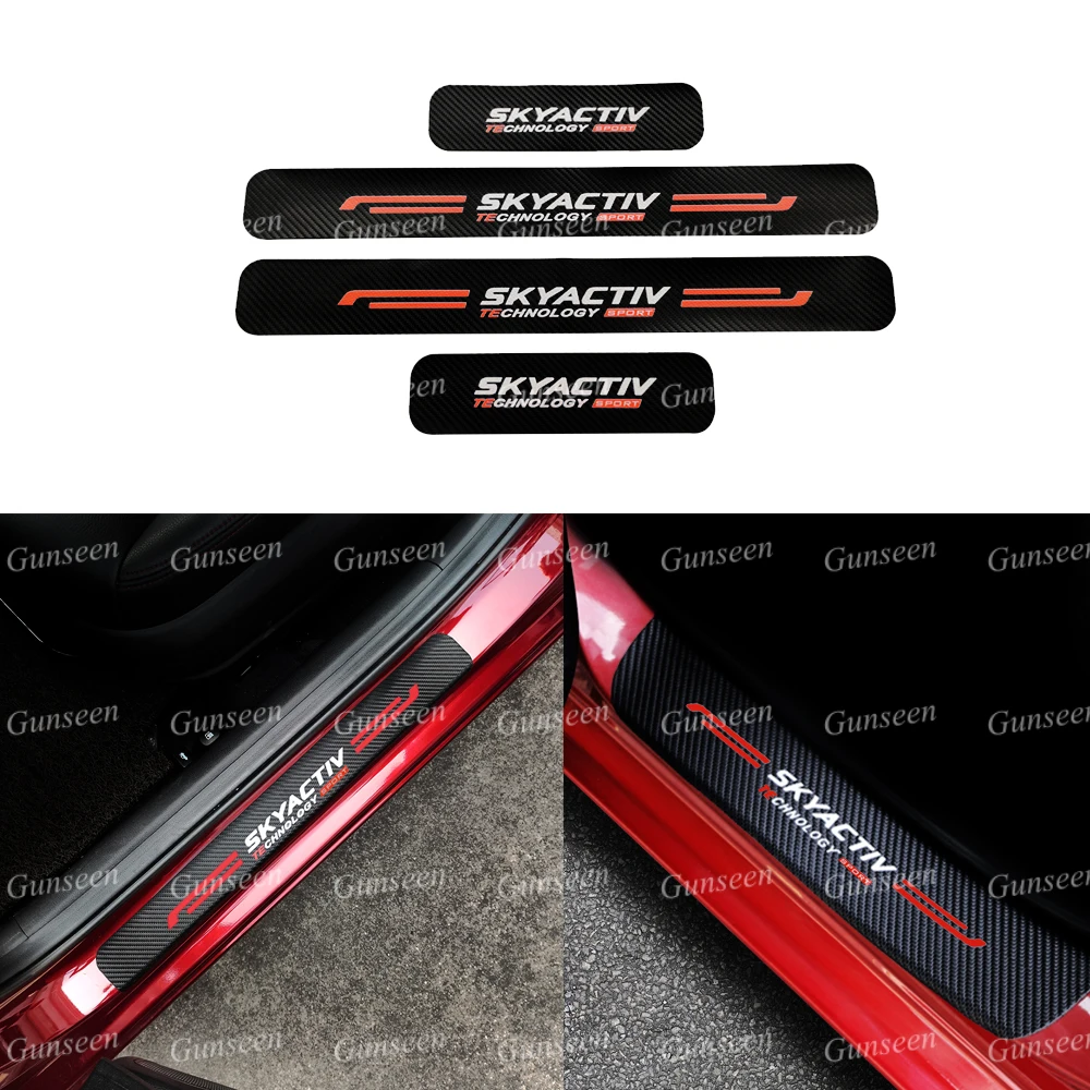 For Mazda 3 Door Sill Scuff Plate Pedal Trim Auto Accessories Threshold Protector Cover Car Styling Sticker 2014 2013 2016 2011